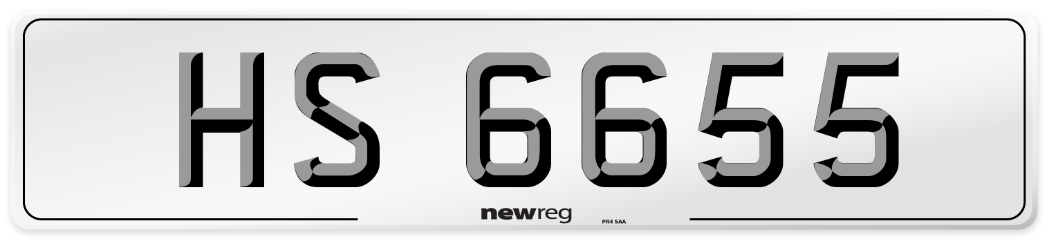HS 6655 Number Plate from New Reg